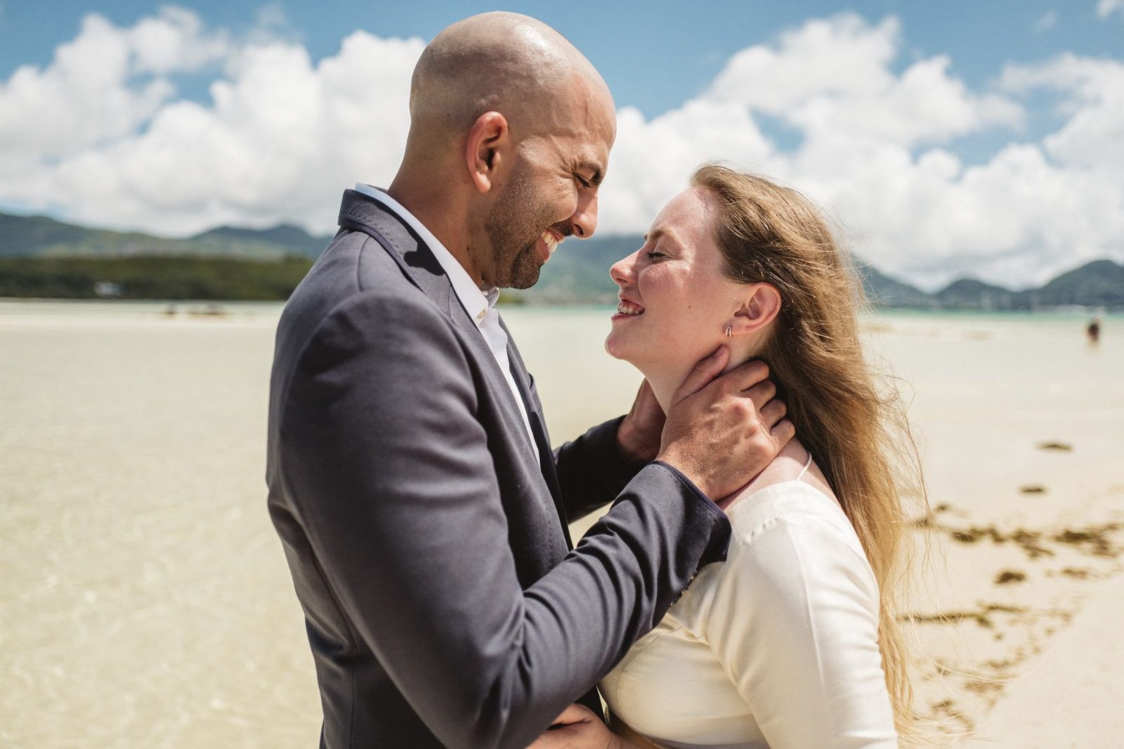 Forehead to forehead on the open beach