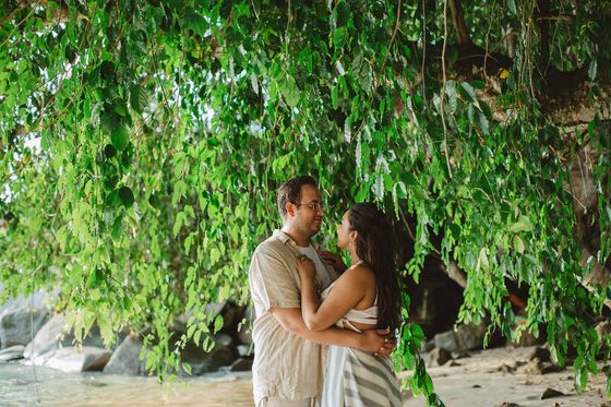 Bride and groom together in the Seychelles