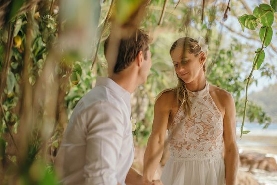 Bride and groom together in the Seychelles