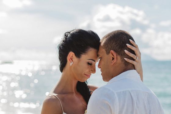 Bride and groom together in the Seychelles