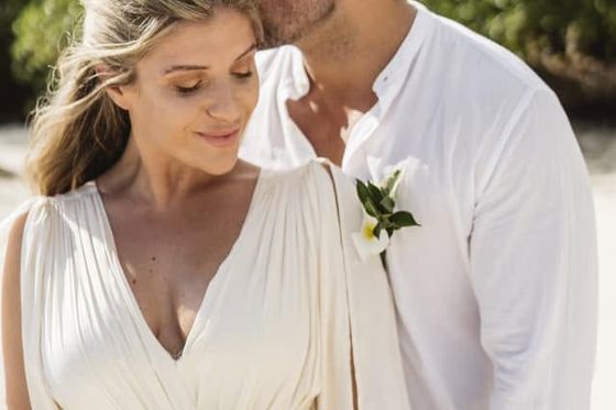 Bride and groom together in the Seychelles