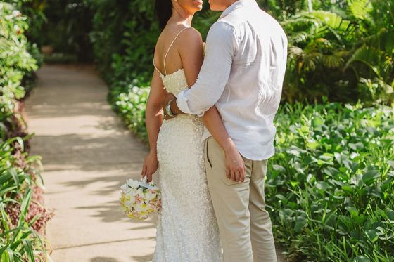Bride and groom together in the Seychelles