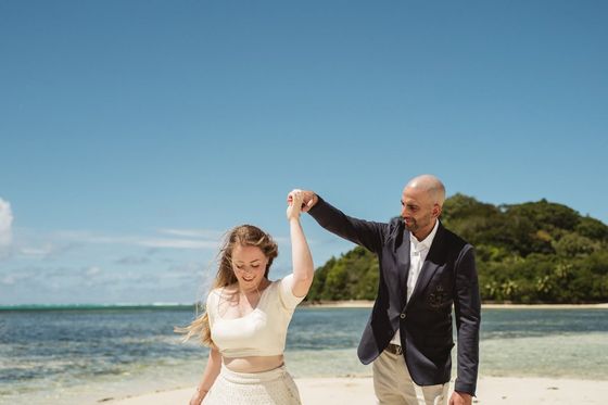 Bride and groom together in the Seychelles