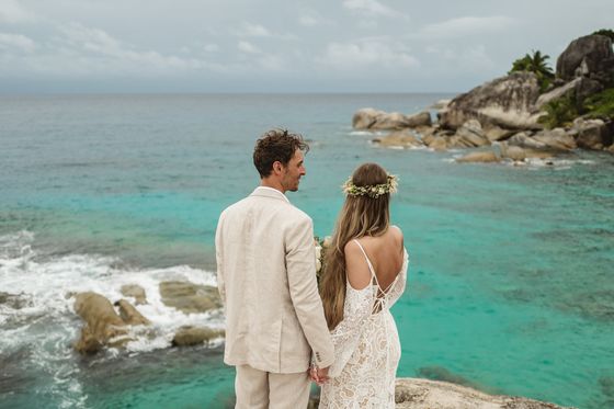 Bride and groom together on Félicité