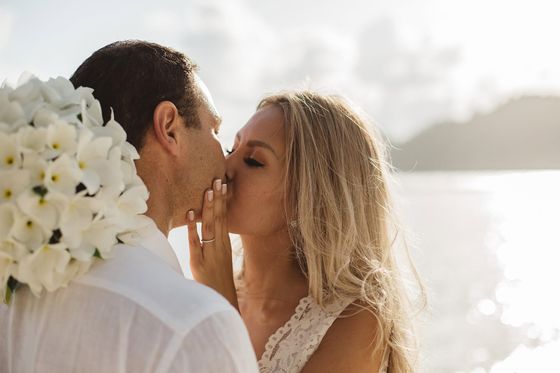 Bride and groom together in the Seychelles