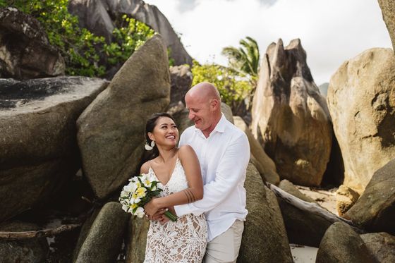 A beach wedding ceremony on Mahé
