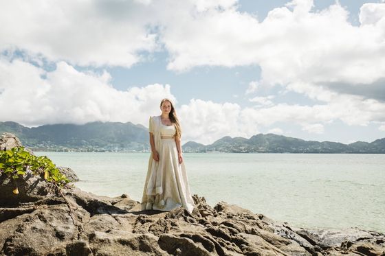 Bride and groom together in the Seychelles