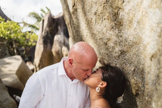 A beach wedding ceremony on Mahé