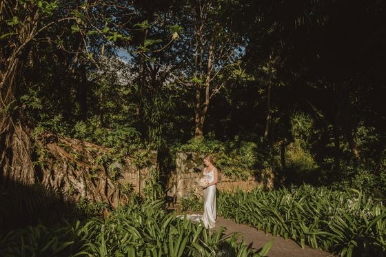 Bride and groom together on Mahé