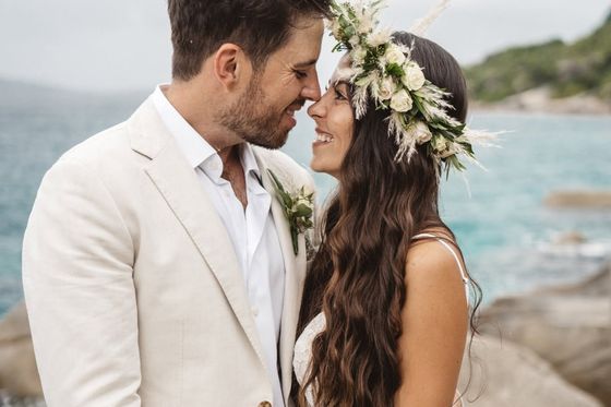 Bride and groom together on Félicité