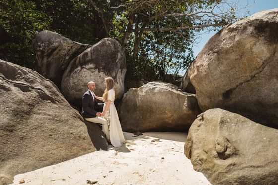Bride and groom together in the Seychelles
