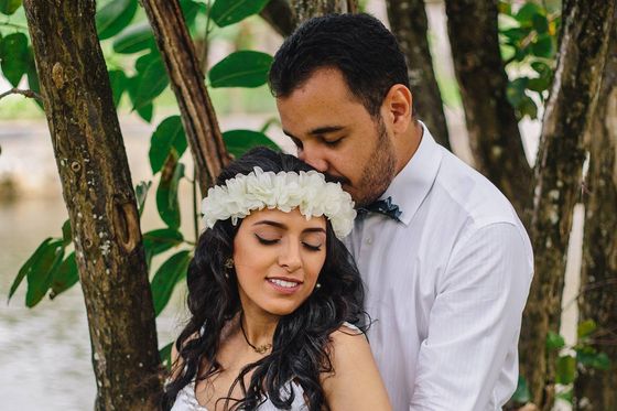 Bride and groom together in the Seychelles