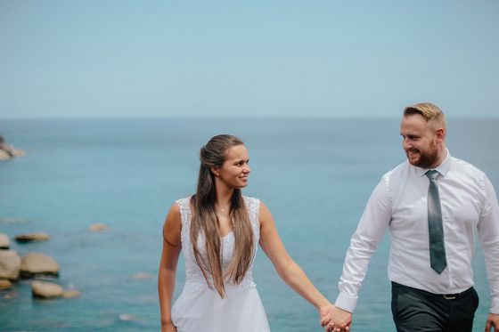 Bride and groom together in the Seychelles