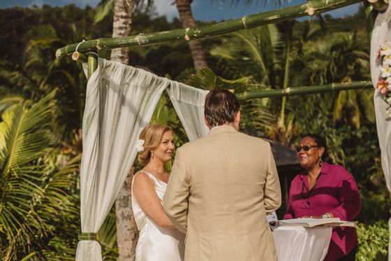A beach wedding ceremony on Mahé