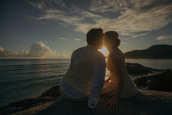 A joyful wedding moment in the Seychelles