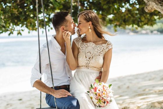 A joyful wedding moment in the Seychelles