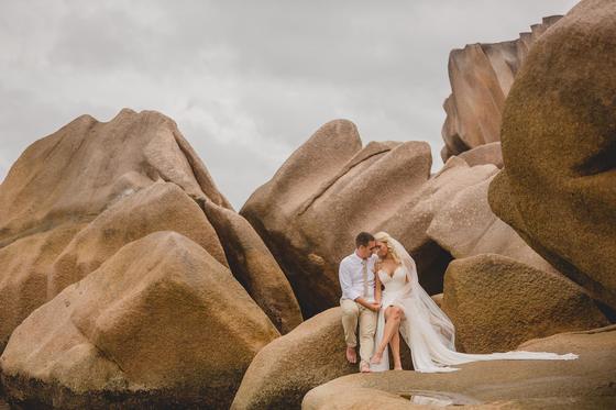 Nestled together in a hollow of weathered granite
